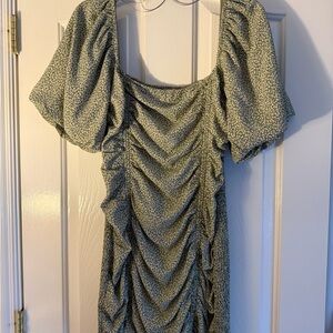 Altar'd State Green Ruched Mini Dress